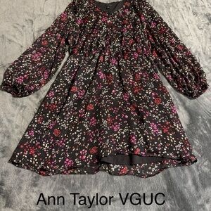 Ann Taylor Floral Black and Pink Women’s Dress